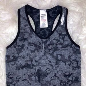 GYMSHARK Gray Camo Stretch Tank Top